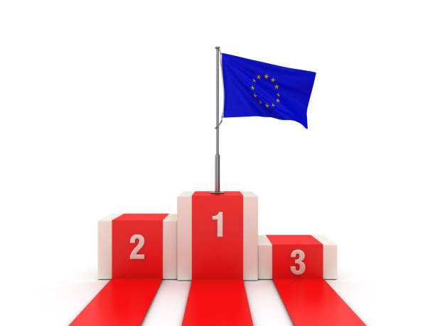 EUROPEAN UNION Flag on Podium - 3D Rendering