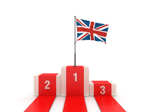 UK Flag on Podium - 3D Rendering