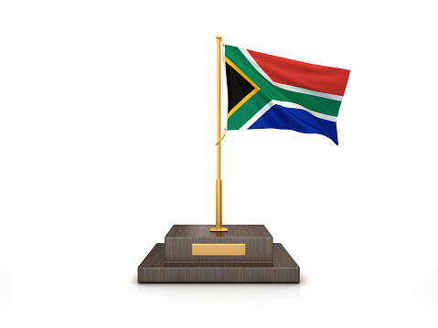 SOUTH AFRICAN Flag on Trophy - 3D Rendering