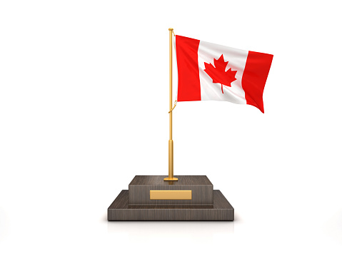CANADIAN Flag on Trophy - 3D Rendering