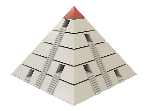 istock Pyramid chart red-white with stairs and holes 120760636