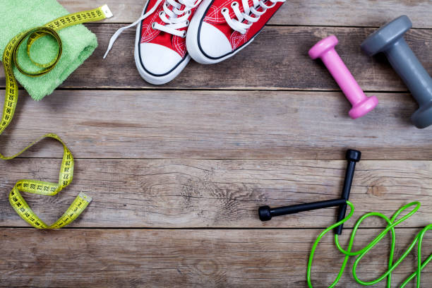 istock fitness concept, exercises equipment 1207609881