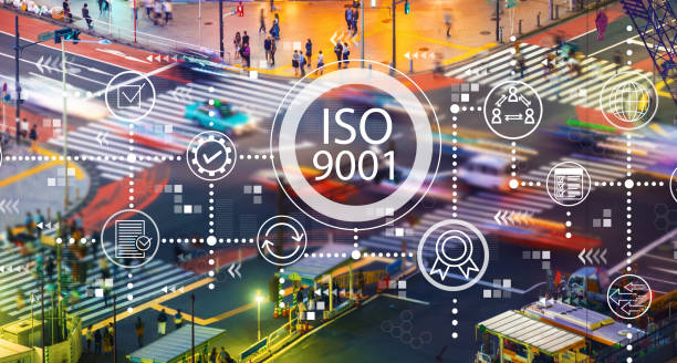 istock ISO 9001 with city traffic intersection 1207615693
