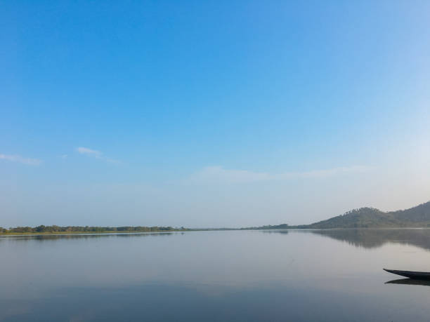istock Wetland landscape with blue sky reflected in the lake 1207630492