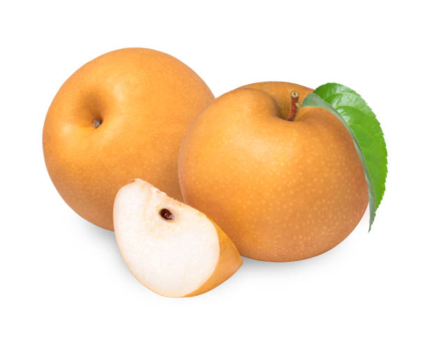 istock Snow pear or Fengsui pear on white background.Korean pear on white background, (With clipping path) 1207645063