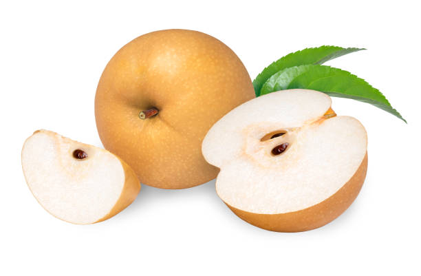 Snow pear or Fengsui pear on white background.Korean pear on white background, (With clipping path)