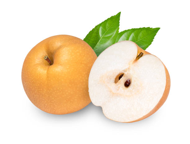 istock Snow pear or Fengsui pear on white background.Korean pear on white background, (With clipping path) 1207645074