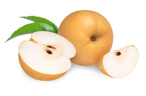 istock Snow pear or Fengsui pear on white background.Korean pear on white background, (With clipping path) 1207645091