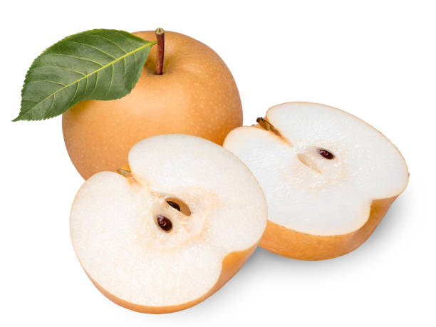 istock Snow pear or Fengsui pear on white background.Korean pear on white background, (With clipping path) 1207645229