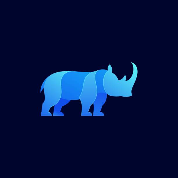 illustrations, cliparts, dessins animés et icônes de vector illustration rhino elegant gradient style coloré. - kruger national park illustrations