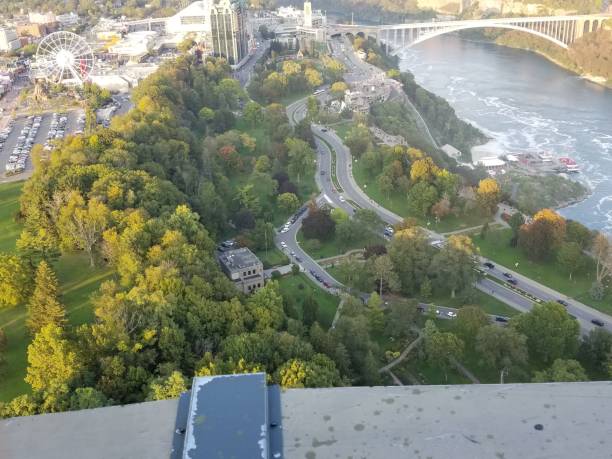 Aerial View Over Niagara River stock photo