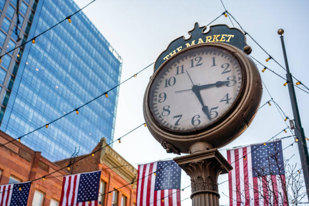 View of a clock in Larimer Square.