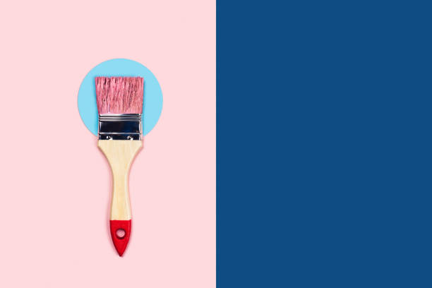 istock Color background with pink paint brush. 1207669486