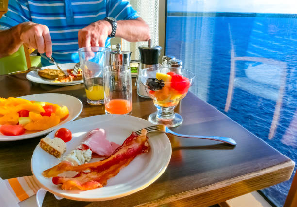 istock Dining Room Buffet aboard the luxury abstract cruise ship 1207675118