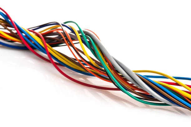 istock Close-up of colorful cable on white 1207677065