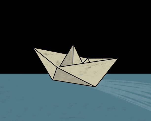 ilustrações de stock, clip art, desenhos animados e ícones de a paper ship, a paper boat illustration - star nautical vessel one person direction