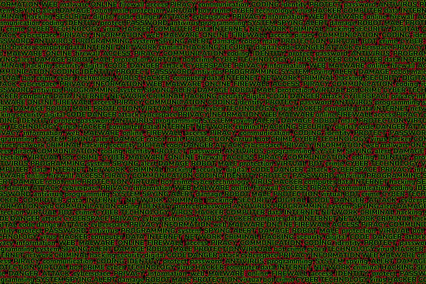 istock Red-green background consisting of terms on the topic of computer technologies, computer viruses, and cyber attacks. 1207681718