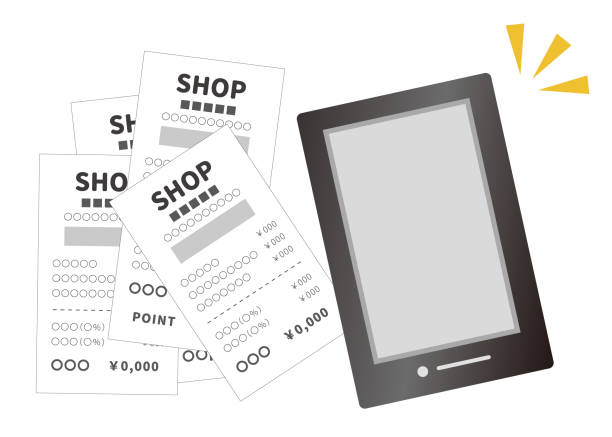 Take a photo of the receipt. Household account book managed by data. (multiple receipts) Take a photo of the receipt. Household account book managed by data. (multiple receipts) budget clipart stock illustrations