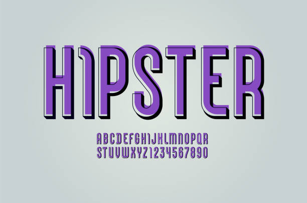 Retro font, alphabet sans serif, abstract condensed purple letters and numbers with shift, vector illustration 10EPS Retro font, alphabet sans serif, abstract condensed purple letters and numbers with shift, vector illustration 10EPS narrow stock illustrations