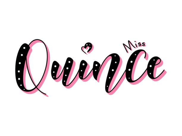 istock Miss Quince. Celebration calligraphy. Black text isolated on white background. Vector stock illustration. 1207693823