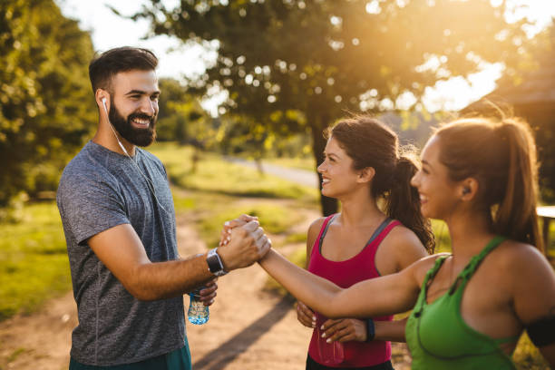 istock Young couple giving each other high five after a workout 1207696596