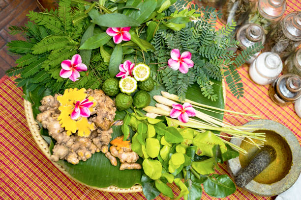 istock Indian Ayurvedic medicine, herbal massage 1207698210