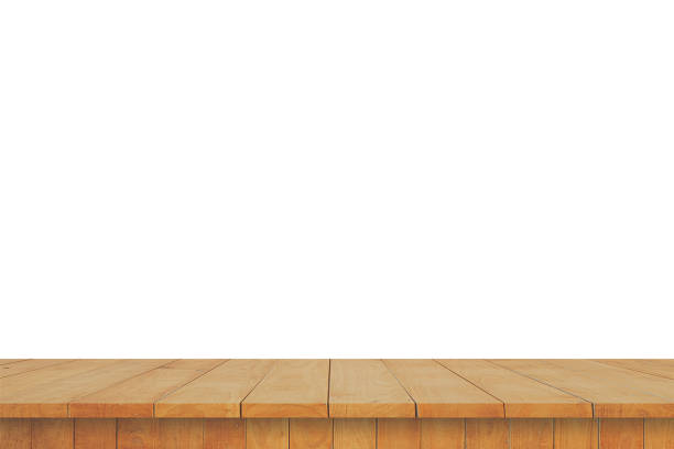 istock 3D rendering,wooden top table on isolated white blackgroud 1207698339