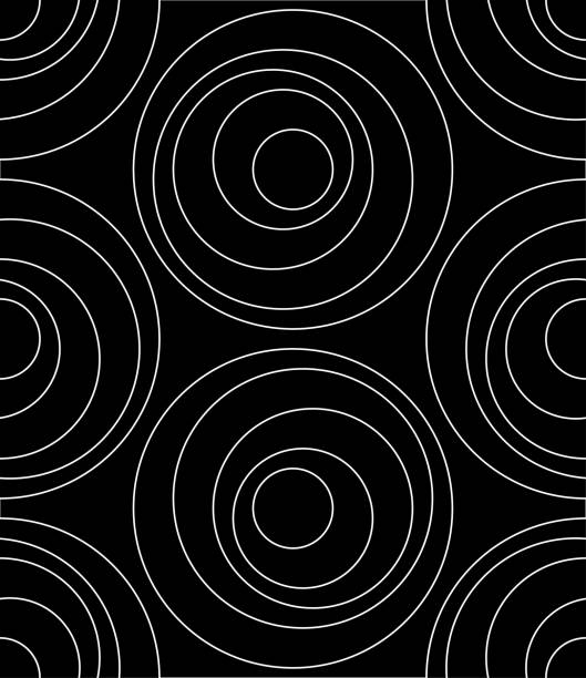 Concentric circles seamless pattern. Black and white concentric circles seamless pattern. christmas chaos stock illustrations