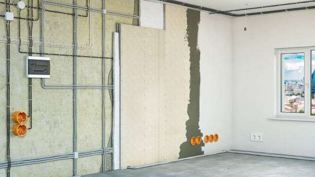 istock Electrical wiring hidden behind the drywall, 3d illustration 1207705263