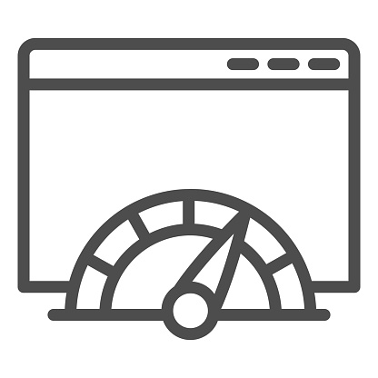 Connection load speed window line icon. Web browser page with speedometer. World wide web vector design concept, outline style pictogram on white background, use for web and app. Eps 10