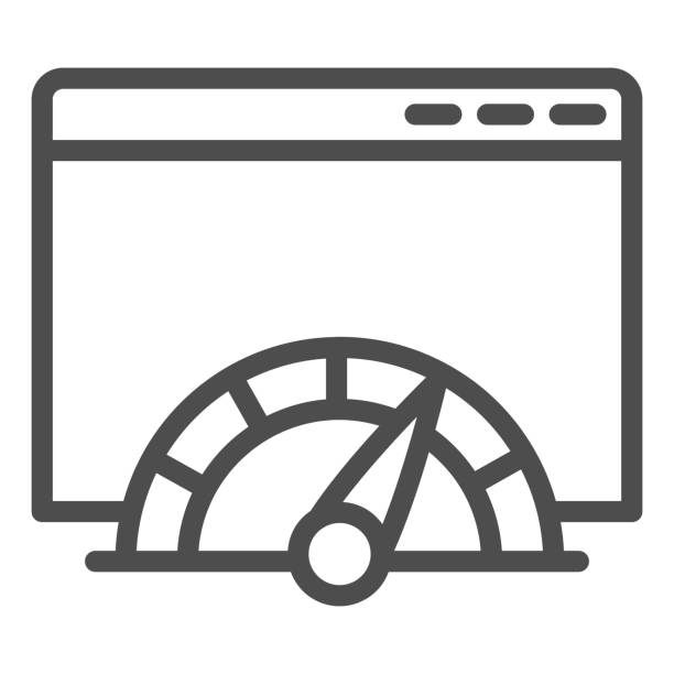 Connection load speed window line icon. Web browser page with speedometer. World wide web vector design concept, outline style pictogram on white background, use for web and app. Eps 10. Connection load speed window line icon. Web browser page with speedometer. World wide web vector design concept, outline style pictogram on white background, use for web and app. Eps 10 crash site stock illustrations