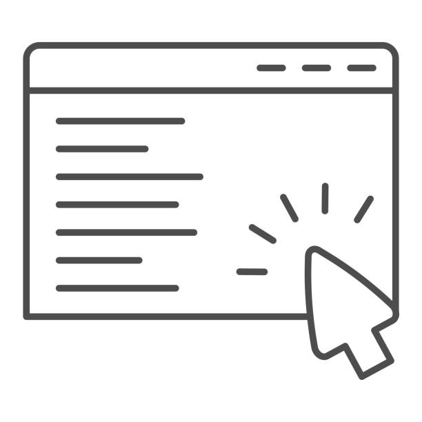 Search window page thin line icon. Web browser with cursor and searching result. Internet technology vector design concept, outline style pictogram on white background, use for web and app. Eps 10. Search window page thin line icon. Web browser with cursor and searching result. Internet technology vector design concept, outline style pictogram on white background, use for web and app. Eps 10 crash site stock illustrations