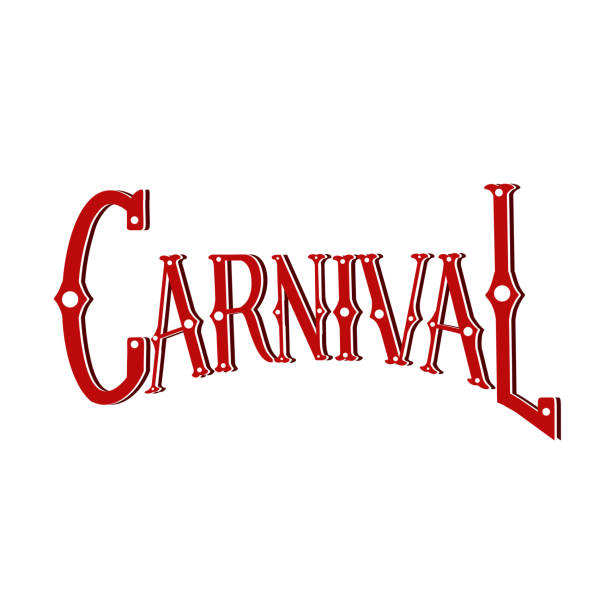 istock Carnival. Red lettering with decorations isolated on white background. Festive calligraphy quote. Vector element 1207711397