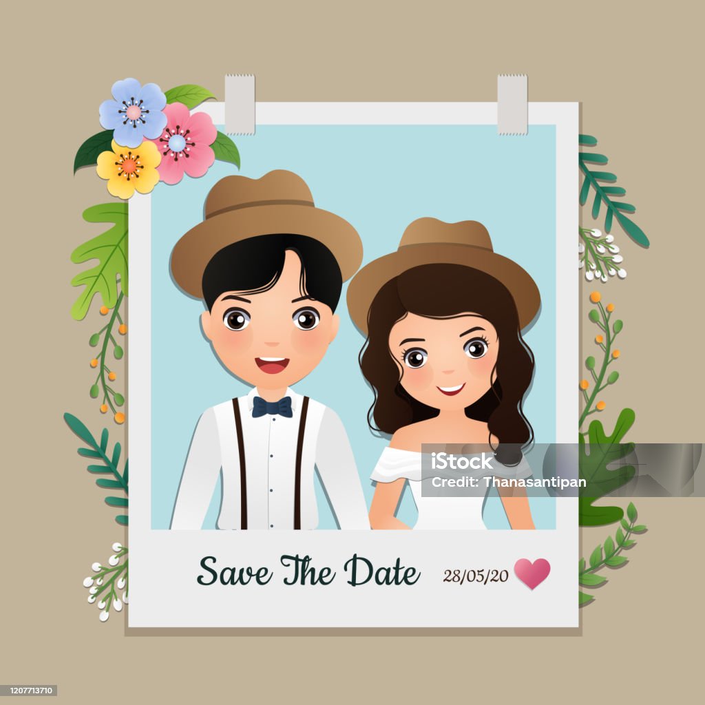 Wedding Invitation Card The Bride And Groom Cute Couple Cartoon Character Colorful Vector Illustration For Event Celebration Stock Illustration - Download Image Now - iStock Wedding Invitation Card The Bride And Groom Cute Couple Cartoon Character Colorful Vector Illustration For Event Celebration Stock Illustration - Download Image Now - iStock