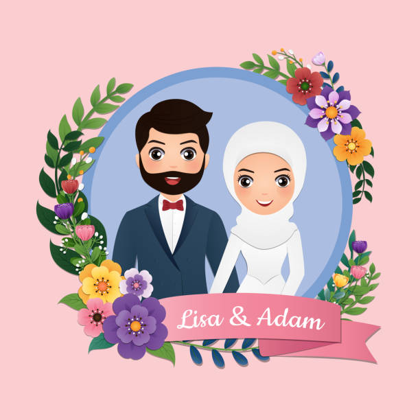 Wedding Invitation Card The Bride And Groom Cute Couple Cartoon Character Colorful Vector Illustration For Event Celebration Stock Illustration - Download Image Now - iStock Wedding Invitation Card The Bride And Groom Cute Couple Cartoon Character Colorful Vector Illustration For Event Celebration Stock Illustration - Download Image Now - iStock