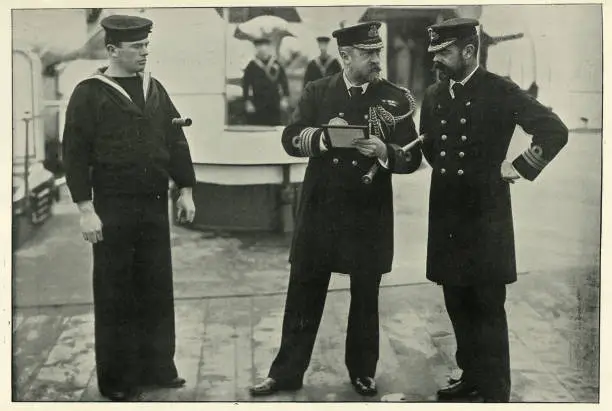 Vintage photograph of Message for the Captain (Charles James Barlow) of HMS Magnificent, 19th Century.