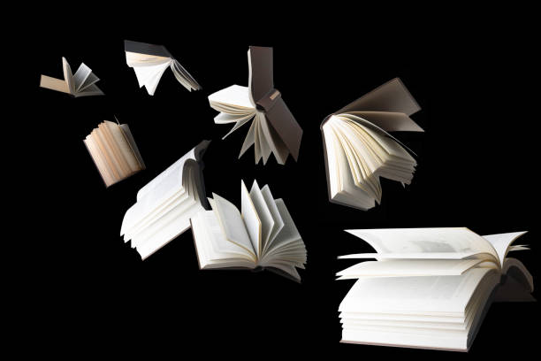 istock Flying books isolated on black background 1207716654