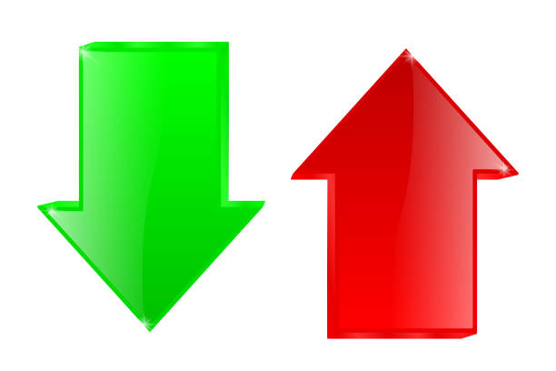 istock Up and down arrows. Red and green signs 1207716750