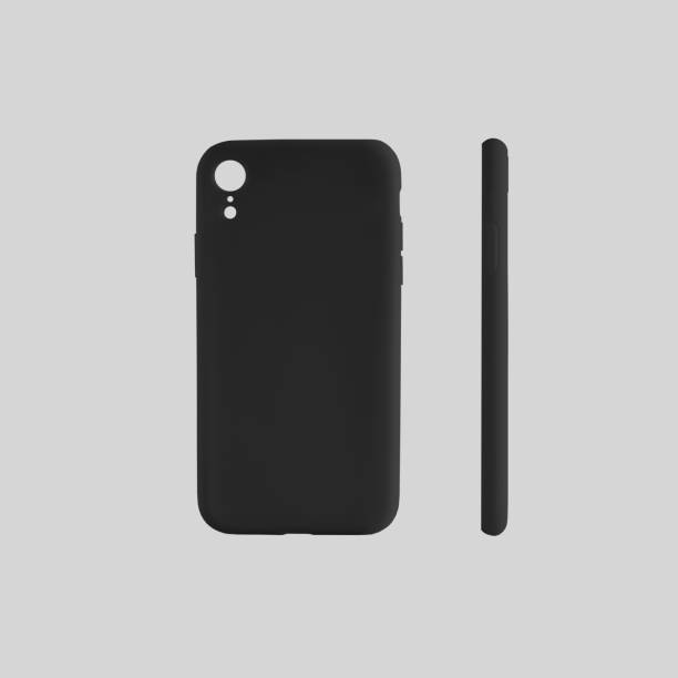 istock Mockup of black plastic container on smartphone isolated on a white background. 1207719150