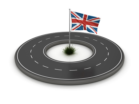 UK Flag on Circular Road - 3D Rendering