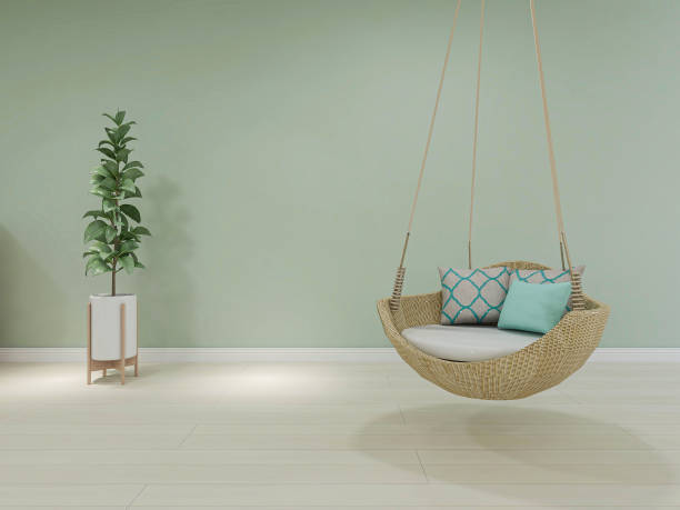 istock 3D rendering, simple modern living room sofa with coffee table, with green plants on the table. 1207721868