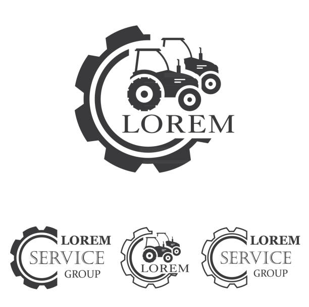 ilustrações de stock, clip art, desenhos animados e ícones de services icon element design. sign or symbol design for idustrial company or agriculture company. farm, tractor, service, farming - tractor agricultural machinery agriculture commercial land vehicle