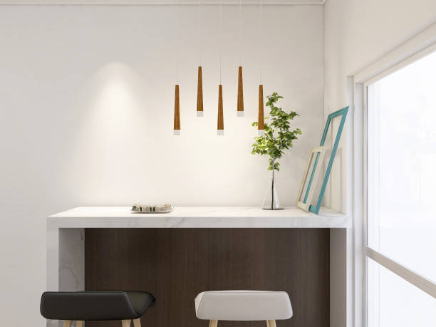 istock 3D rendering,Modern family kitchen design, new cabinets and kitchenware with refrigerators, sunlight from the window. 1207725029