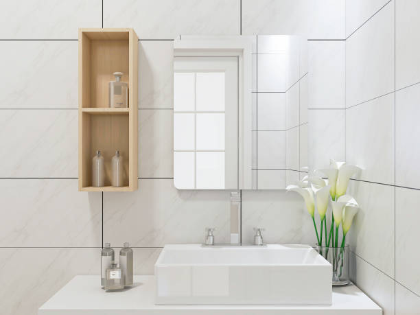 istock 3D rendering,Clean modern residential bathroom and toilet design, which is equipped with washstand, toilet and shower equipment, etc. 1207725095