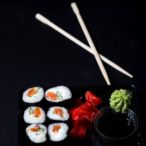 istock set of sushi with vasabi and chopsticks 1207727713