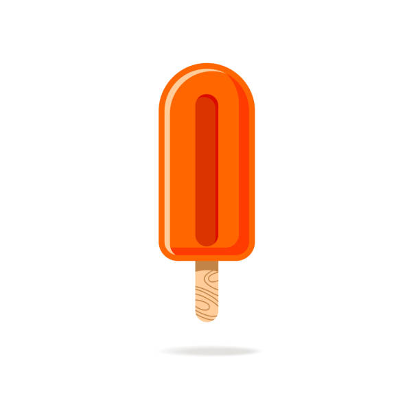 Red jelly eskimo ice cream on wood stick Red jelly eskimo ice cream on wood stick, summer time. Flat style. Vector illustration on white background flavored ice stock illustrations