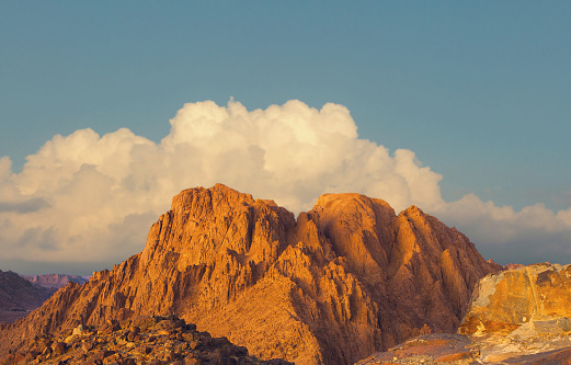 Amazing Sunrise at Sinai Mountain, Beautiful dawn in Egypt, Beautiful view from the mountain