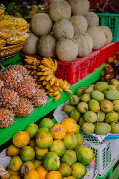 istock Fresh fruit market with mango, mangosteen and pineapple in Asia, Bali 1207732531