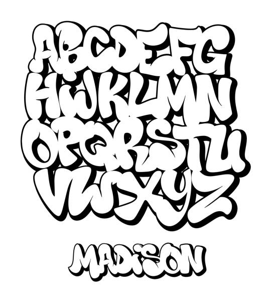 street graffiti font, odręczna ilustracja wektorowa typografii. - city of post stock illustrations