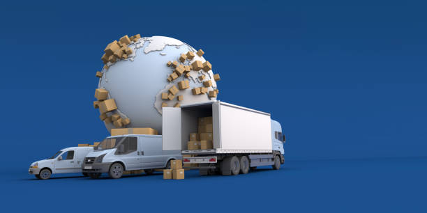 trasporti internazionali - moving van truck loading delivery person foto e immagini stock